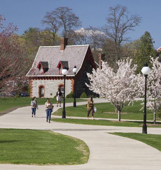 students walking around the campus